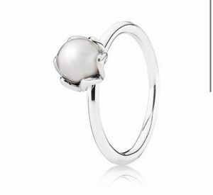 Authentic PANDORA Sterling Cultured Elegance Freshwater Pearl Ring Size 6 (52)